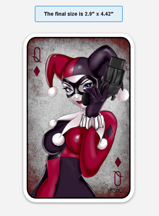 Original Harley Quinn Playing Card Sticker by Sutton Kane